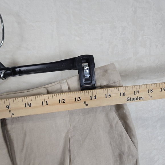 NWT Zara Size Large High Waisted Pleated Wide Leg 100% Linen Pants Sand 8292/500 - Picture 4 of 12